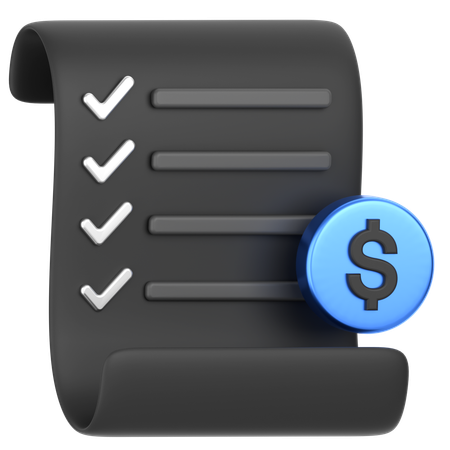 Dollar Receipt  3D Icon