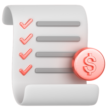 Dollar receipt  3D Icon