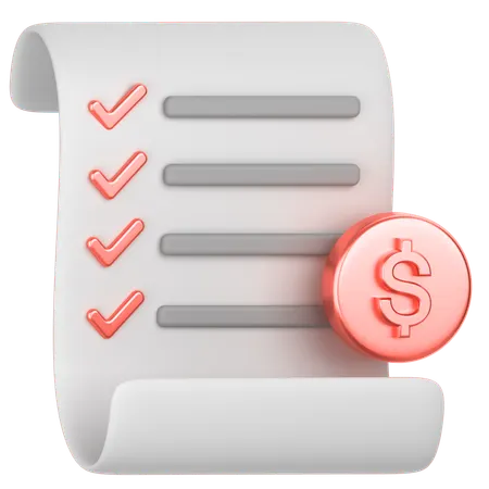 Dollar receipt  3D Icon