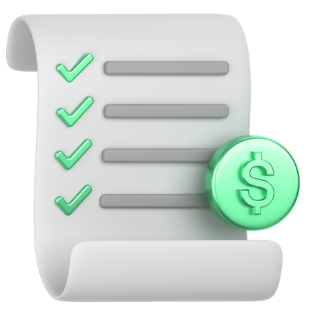 Dollar receipt  3D Icon