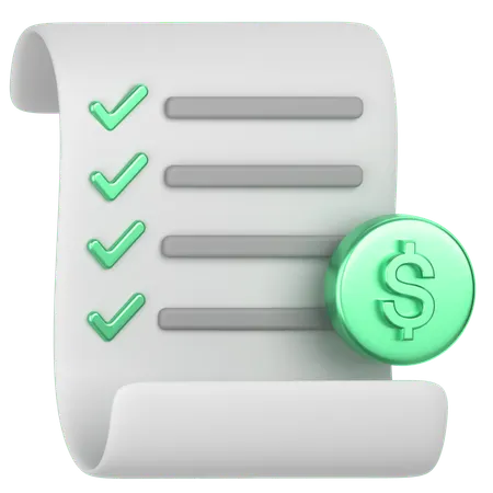 Dollar receipt  3D Icon
