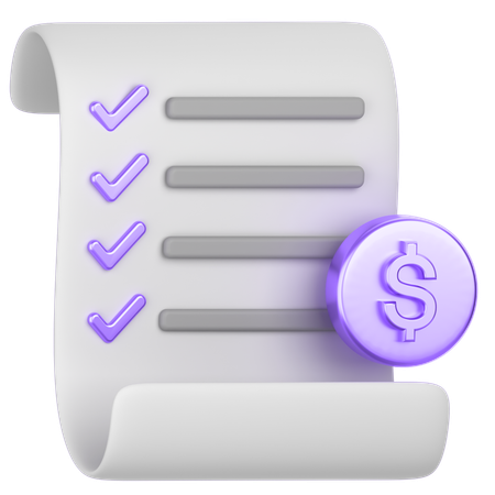 Dollar receipt  3D Icon