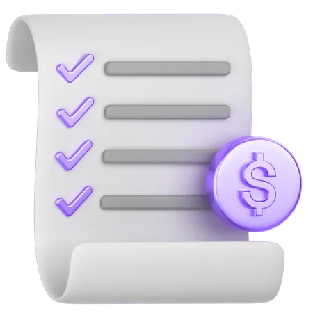 Dollar receipt  3D Icon