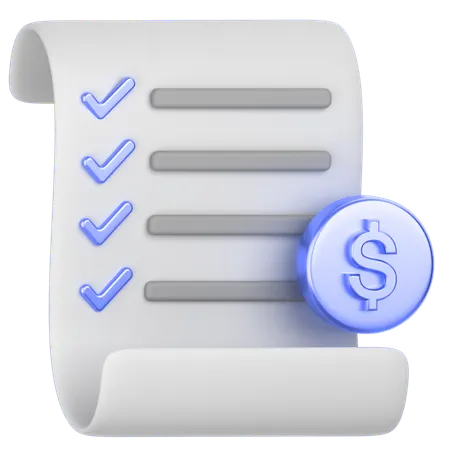 Dollar receipt  3D Icon