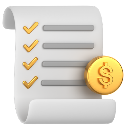 Dollar receipt  3D Icon