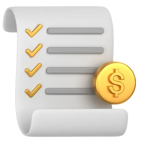 Dollar receipt  3D Icon