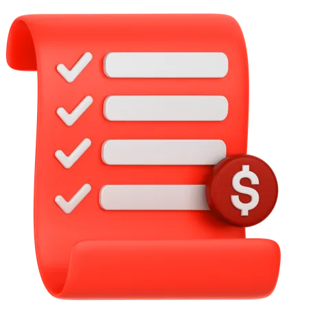 Dollar Receipt  3D Icon