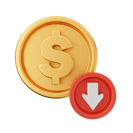 Dollar nach unten  3D Icon