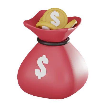Red Money Bag Icon Symbolizing Financial Success And Wealth Perfect For Business Startup Concepts 3 D Render 3D Icon
