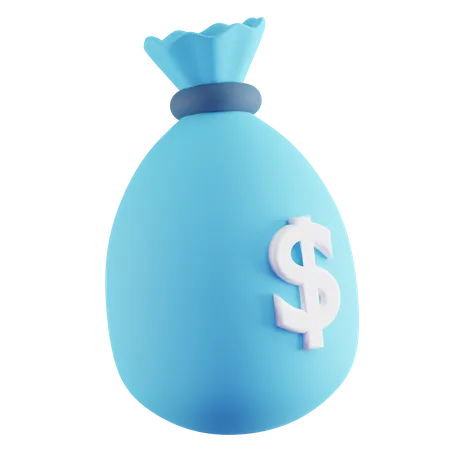 3 D Ilustration Of Money Bag With Blue Color 3D Icon