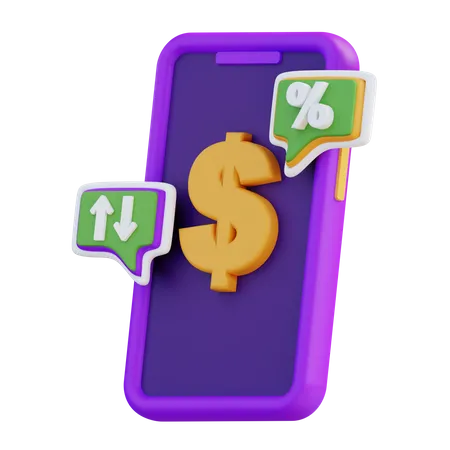 3 D Illustration Dollarkurs Mit Mobiltelefon Prufen 3D Icon