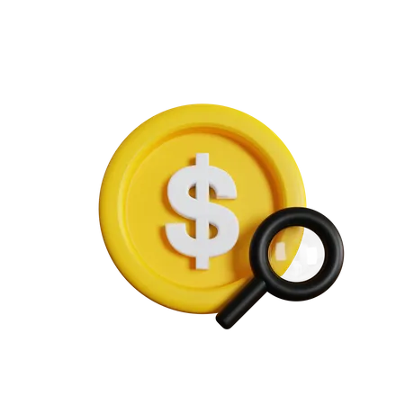 Looking For Money Usd Icon With Magnifying Glass 3D Icon