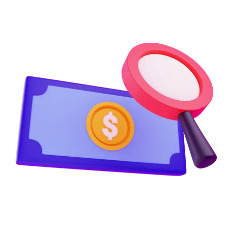 3 D Dollar Search With Isolated Background 3D Icon