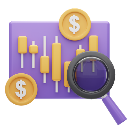 Dollar stock analysis  3D Icon