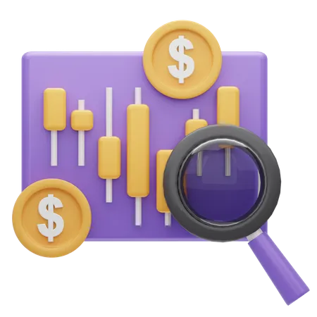 Dollar stock analysis  3D Icon