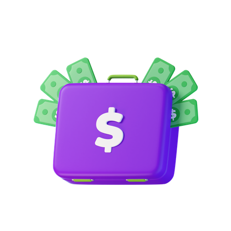 Dollar Suitcase  3D Icon