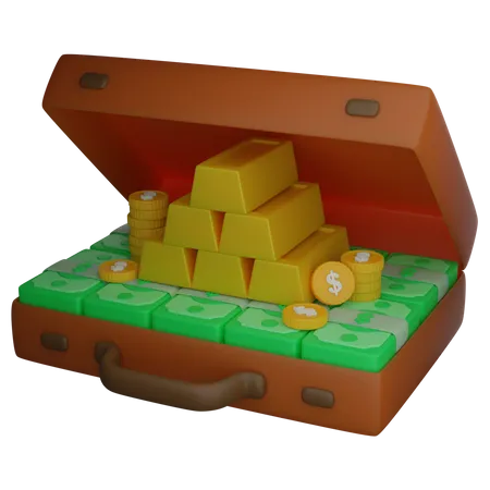 Dollar Suitcase  3D Illustration