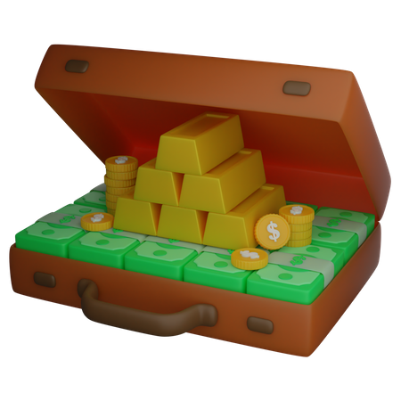 Dollar Suitcase 3D Illustration
