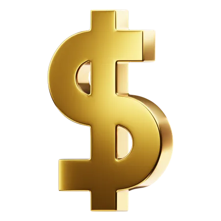 Golden Dollar Symbol 3D Icon