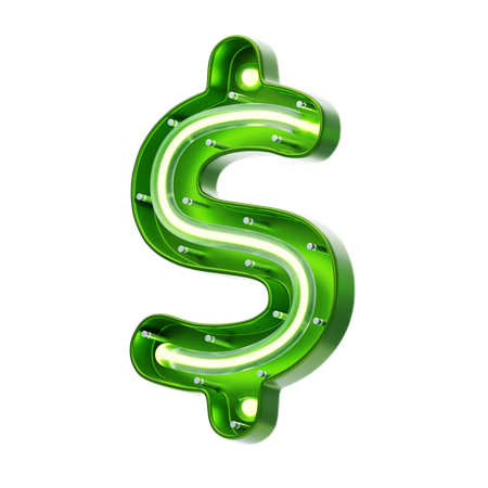Dollar Symbol Shape Neon Text  3D Icon
