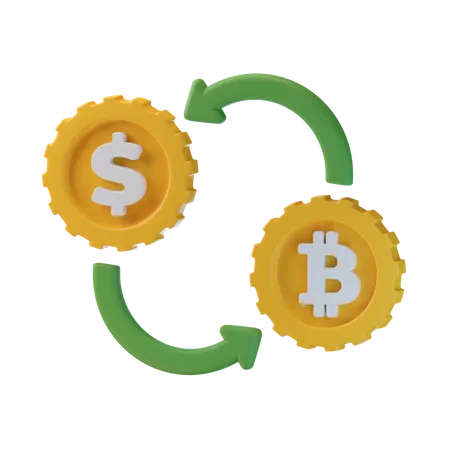 Dollar To Bitcoin Exchange  3D Icon
