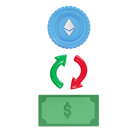 Dollar To Eth Exchange  3D Illustration