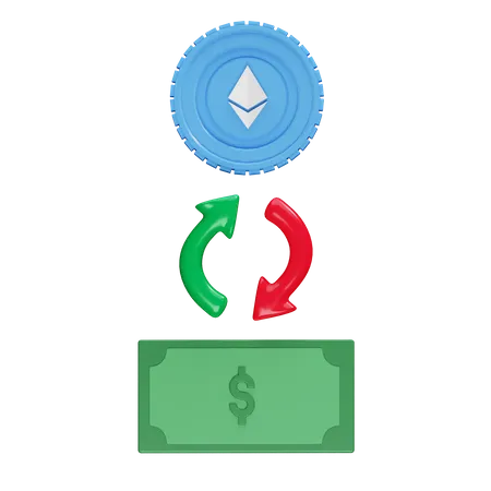 Dollar To Eth Exchange  3D Illustration