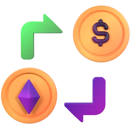 Dollar to eth Trade  3D Icon