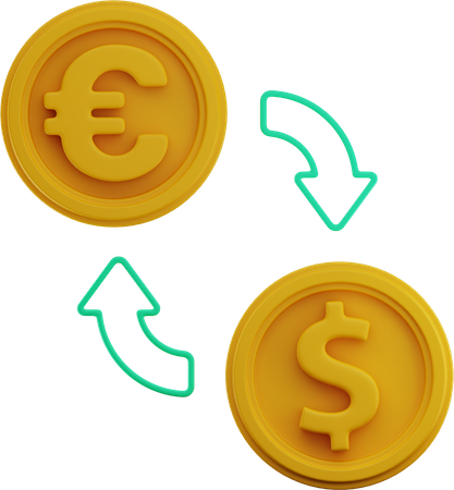Dollar To Euro  3D Icon