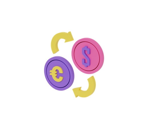 Dollar To Euro  3D Illustration