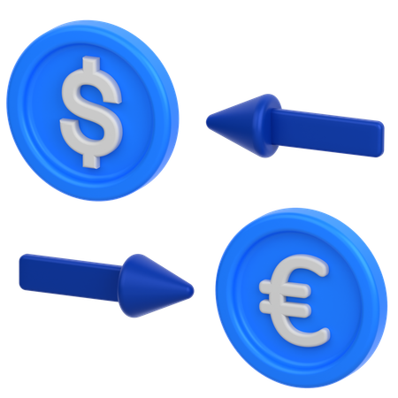 Dollar to Euro coin  3D Icon