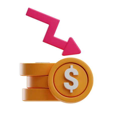 Dollar Value Descrease  3D Icon