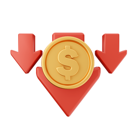 Dollar Value Down 3D Icon