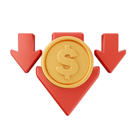 Dollar Value Down  3D Icon