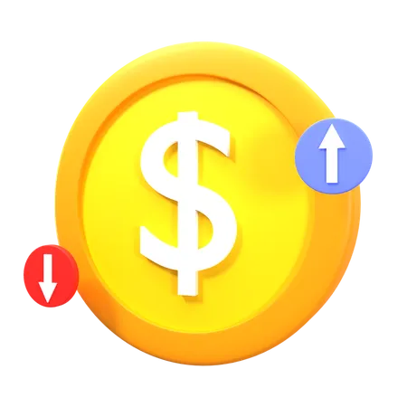 Dollar Value Up Down  3D Illustration