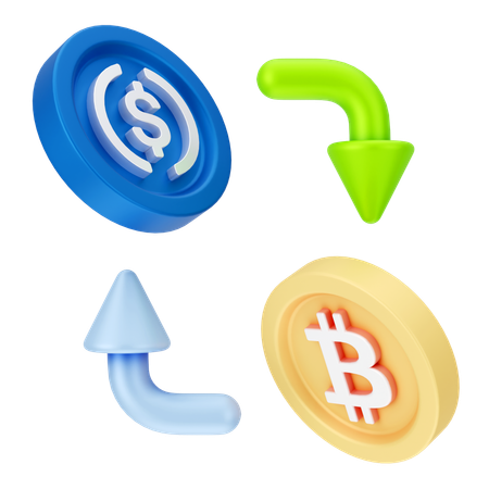 Dollar in Bitcoin Umtausch  3D Icon