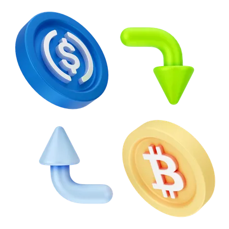 Dollar in Bitcoin Umtausch  3D Icon