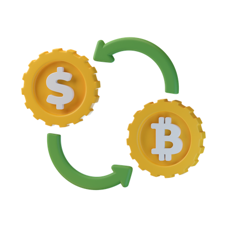 Dollar in Bitcoin Umtausch  3D Icon