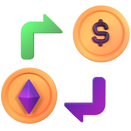 Dollar zu ETH Handel  3D Icon