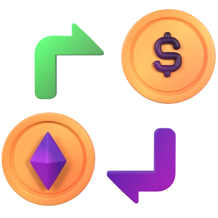 Dollar zu ETH Handel  3D Icon
