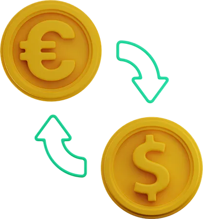 Dollar in Euro  3D Illustration