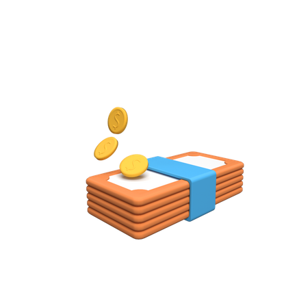 Dollarmünze und Banknote  3D Icon