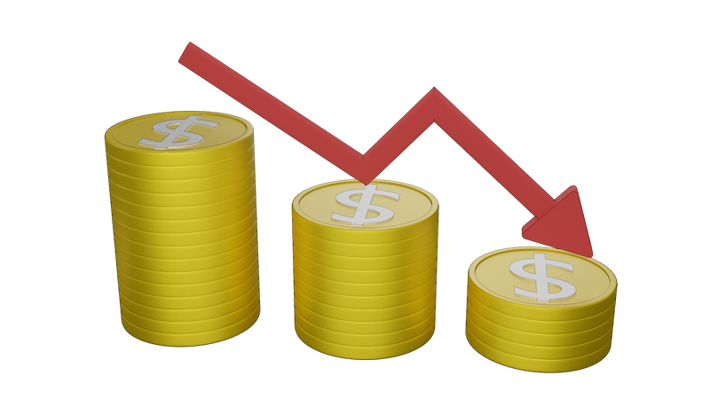 Dollarmünzen fallen  3D Illustration