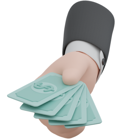 Dollarnote in der Hand  3D Icon