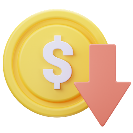 Dollarpreis fällt  3D Icon