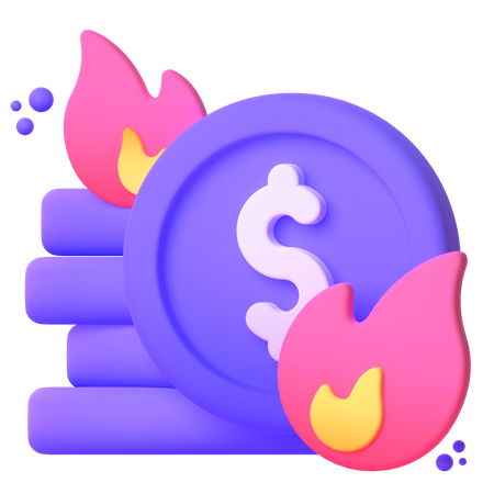 Dollars Burning  3D Icon