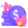 3d money on fire logo