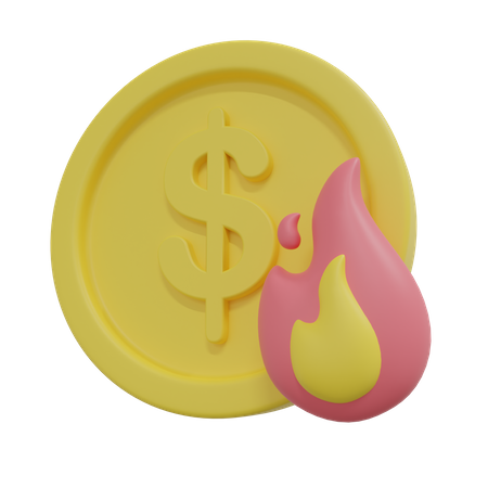Dollars Burning  3D Icon