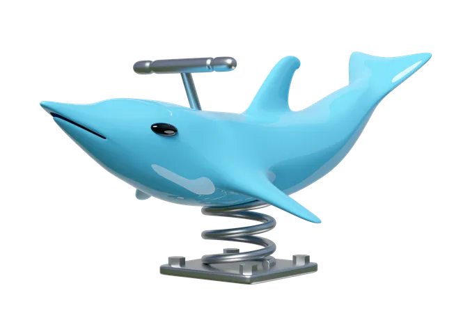Playground Dolphin Spring Rider Isolated 3 D Render Illustration 3D Illustration