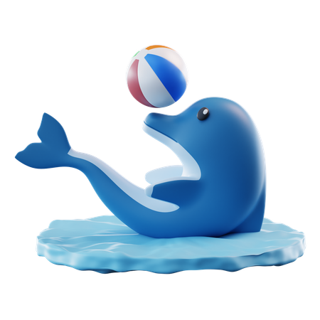 Dolphins Playing Ball  3D Icon